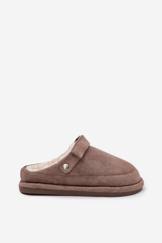 Slippers Dames met riemen opInarmen met bont erin beige Rilena