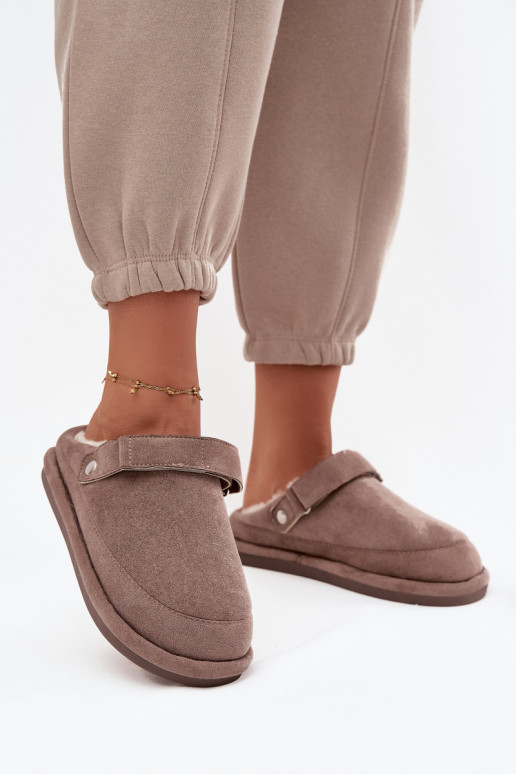 Slippers Dames met riemen opInarmen met bont erin beige Rilena