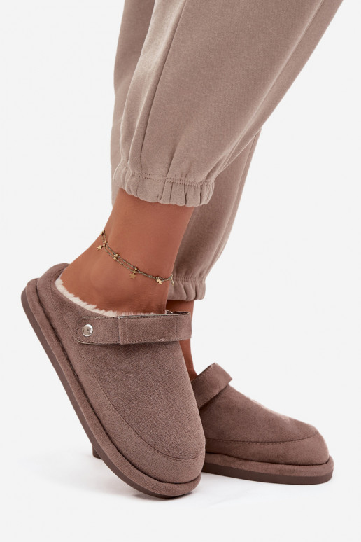 Slippers Dames met riemen opInarmen met bont erin beige Rilena