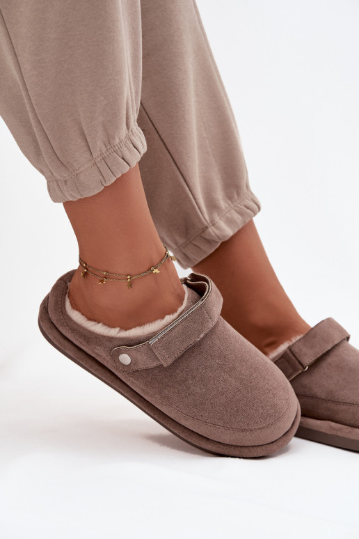 Slippers Dames met riemen opInarmen met bont erin beige Rilena