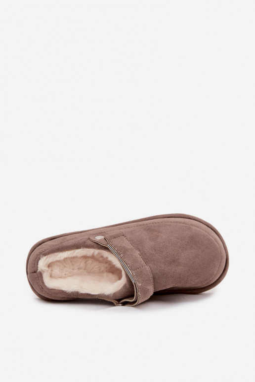 Slippers Dames met riemen opInarmen met bont erin beige Rilena