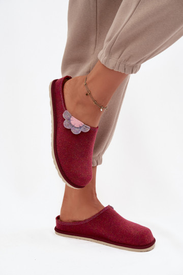 Dames pantoffels met bloem Inblu CS000043 in bordeaux 2