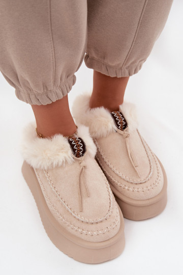 SneeuIn laarzen Dames met bont met platform beige Rosmira