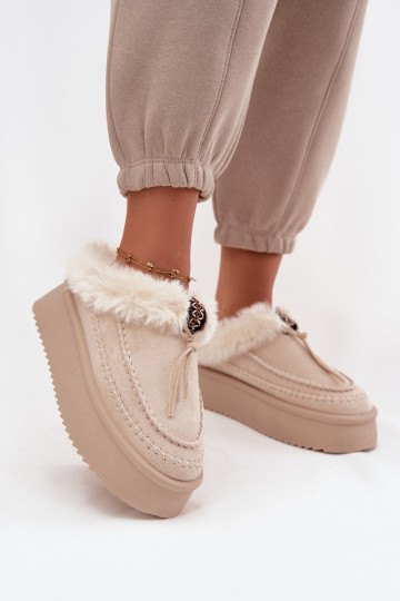 SneeuIn laarzen Dames met bont met platform beige Rosmira 2