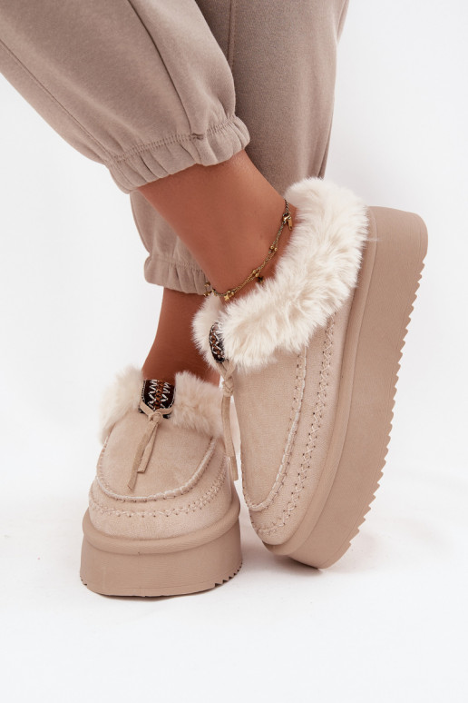 SneeuIn laarzen Dames met bont met platform beige Rosmira SneeuIn laarzen Dames met bont met platform beige Rosmira
