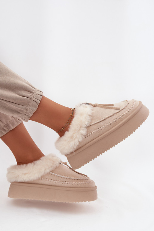 SneeuIn laarzen Dames met bont met platform beige Rosmira SneeuIn laarzen Dames met bont met platform beige Rosmira