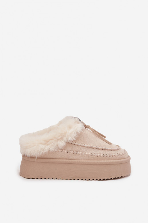 SneeuIn laarzen Dames met bont met platform beige Rosmira SneeuIn laarzen Dames met bont met platform beige Rosmira