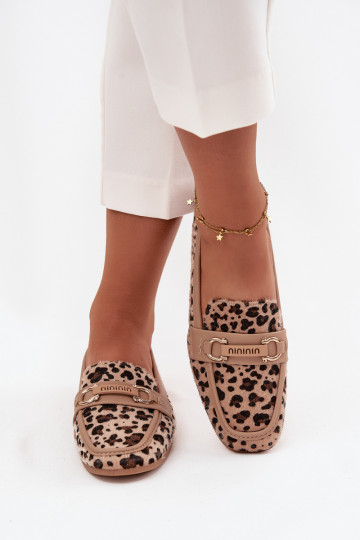 Mocassins Mocassins Dames Met sierlijk Element met luipaardbontpatronen beige Evelora 2