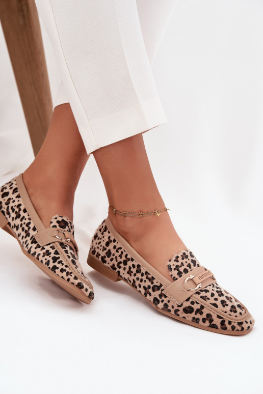 Mocassins Mocassins Dames Met sierlijk Element met luipaardbontpatronen beige Evelora Mocassins Mocassins Dames Met sierlijk Element met luipaardbontpatronen beige Evelora