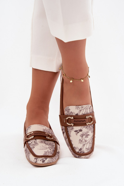 Met patroon Mocassins Mocassins Dames Met sierlijk Element beige-bruine kleur Evelora Met patroon Mocassins Mocassins Dames Met sierlijk Element beige-bruine kleur Evelora