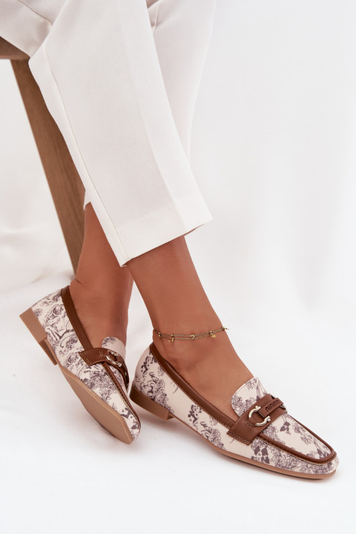 Met patroon Mocassins Mocassins Dames Met sierlijk Element beige-bruine kleur Evelora Met patroon Mocassins Mocassins Dames Met sierlijk Element beige-bruine kleur Evelora