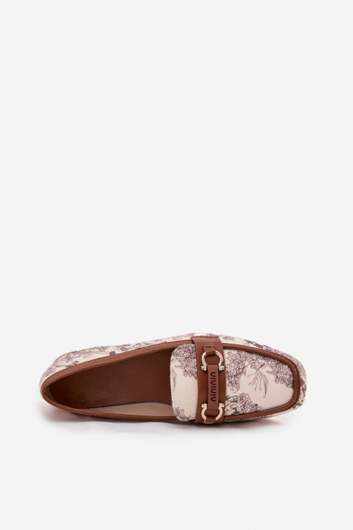 Met patroon Mocassins Mocassins Dames Met sierlijk Element beige-bruine kleur Evelora Met patroon Mocassins Mocassins Dames Met sierlijk Element beige-bruine kleur Evelora