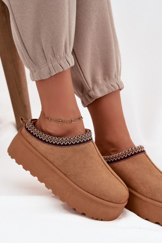 SneeuIn laarzen Dames Met sierlijk Haftem bruine kleur Jenira