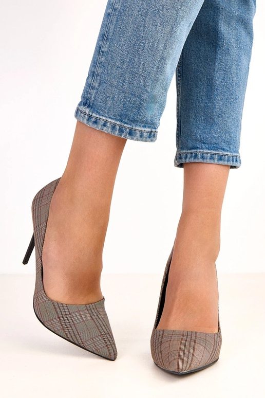 Grijze geruite hoge hakken Paula Grijze geruite hoge hakken Paula