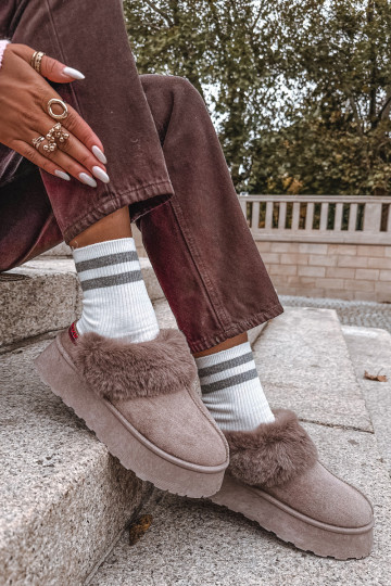 SneeuIn laarzen Dames met platform met bont I Haftem beige Querina