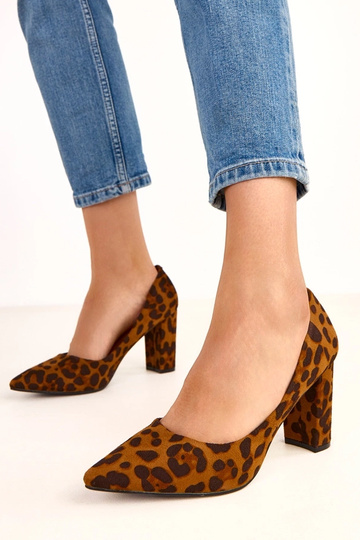 Leopardprint sandalen van kunstsuède met hak Gina 2