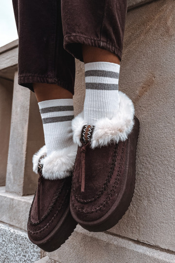 SneeuIn laarzen Dames met bont met platform CzekoladoIne Rosmira