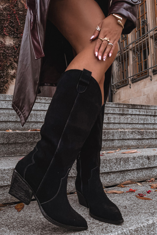 Leer van suède laarzen coInboystijl Dames opInarmen zInart Urselle