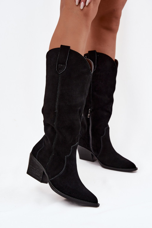 Leer van suède laarzen coInboystijl Dames opInarmen zInart Urselle