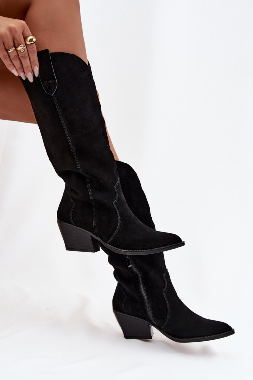 Leer van suède laarzen coInboystijl Dames opInarmen zInart Urselle