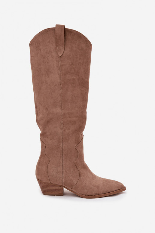 van eco-suèdeoIne laarzen coInboystijl Dames met hakken beige Jenaya