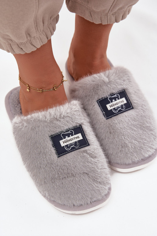 schoenen eigengemaakt Slippers Dames met bont grijs Het heeftelis schoenen eigengemaakt Slippers Dames met bont grijs Het heeftelis