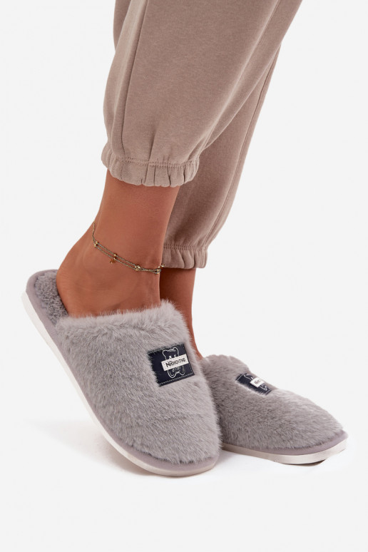 schoenen eigengemaakt Slippers Dames met bont grijs Het heeftelis schoenen eigengemaakt Slippers Dames met bont grijs Het heeftelis