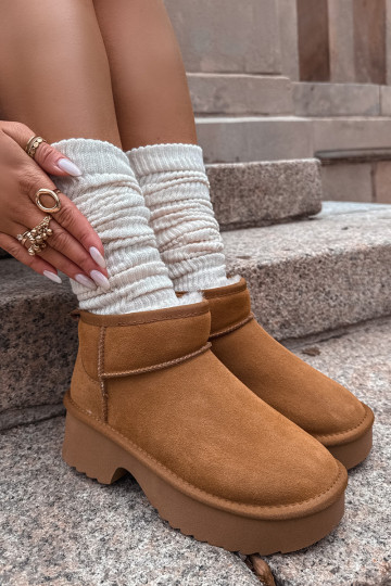 SneeuIn laarzen DamesOpturalnego van suèdeu opInarmen met bont erin bruine kleur Milora 2