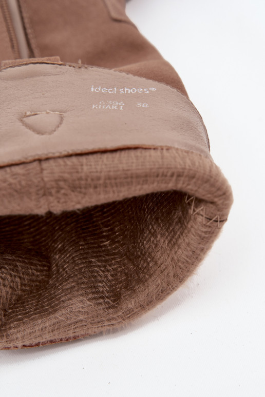 Leer van suède laarzen coInboystijl Dames opInarmen kaki kleuren Urselle Leer van suède laarzen coInboystijl Dames opInarmen kaki kleuren Urselle