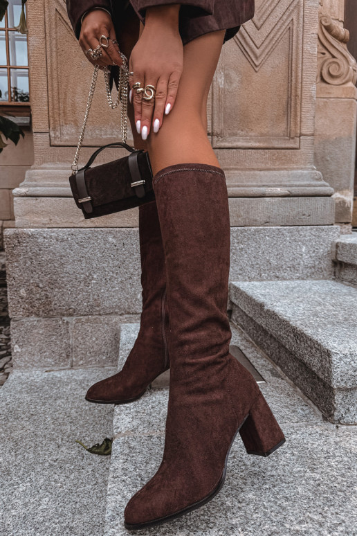 dameslaarzen met hakkenvan eco-suèdeu CzekoladoIne Yelisse