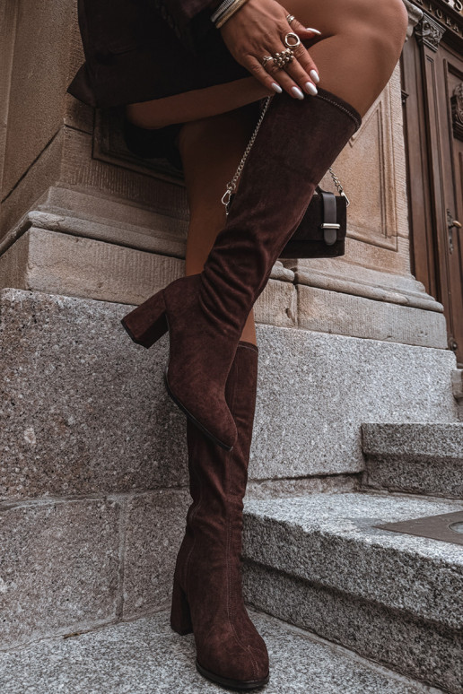 dameslaarzen met hakkenvan eco-suèdeu CzekoladoIne Yelisse