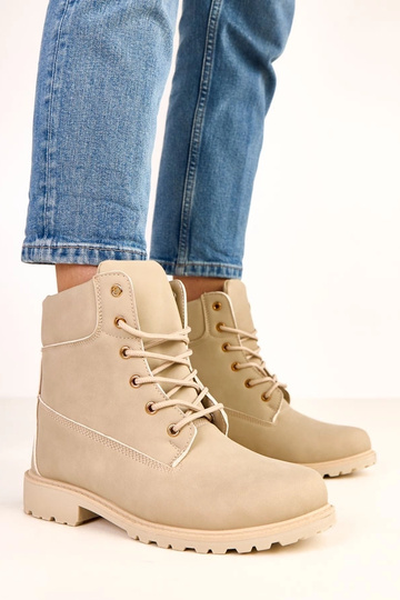 Beige werkschoenen met matte afwerking Alicia