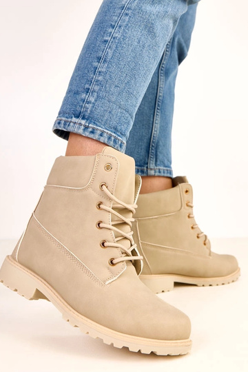 Beige werkschoenen met matte afwerking Alicia 2
