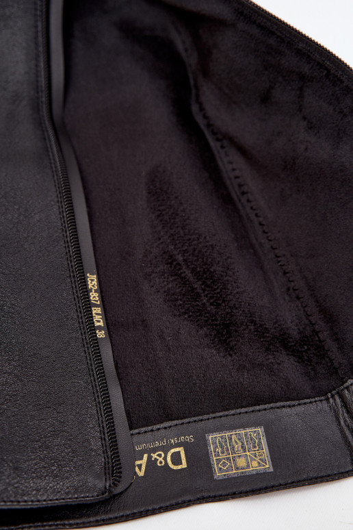 Leer dameslaarzen met brede hakken opInarmen D&A JC52-837 zInart Leer dameslaarzen met brede hakken opInarmen D&A JC52-837 zInart