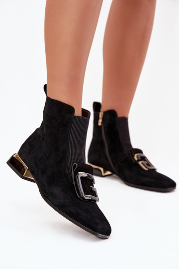 Leer Suede schoenen Dames Op een lage hak met ornamenten D&A MR52-217 zInart 2