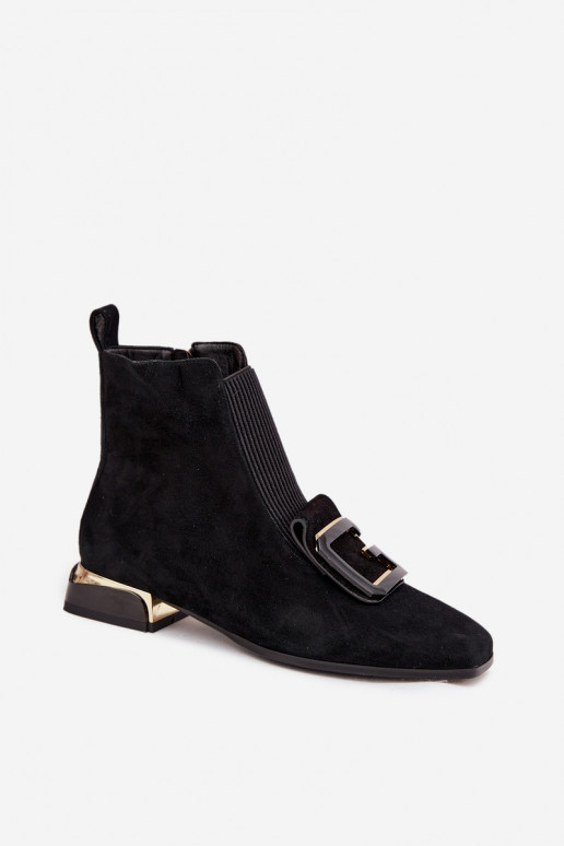 Leer Suede schoenen Dames Op een lage hak met ornamenten D&A MR52-217 zInart Leer Suede schoenen Dames Op een lage hak met ornamenten D&A MR52-217 zInart