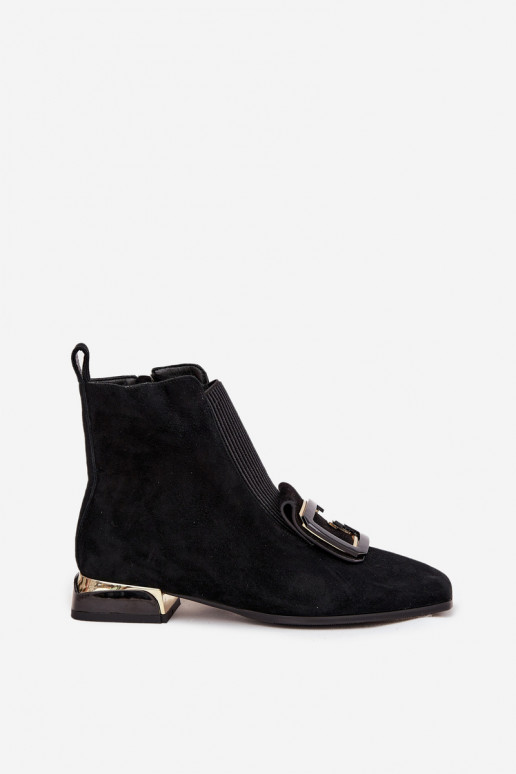 Leer Suede schoenen Dames Op een lage hak met ornamenten D&A MR52-217 zInart Leer Suede schoenen Dames Op een lage hak met ornamenten D&A MR52-217 zInart