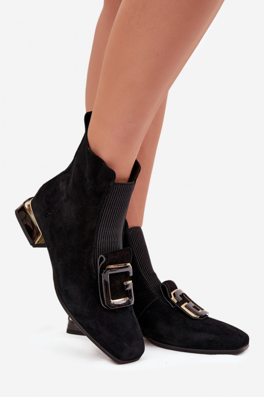 Leer Suede schoenen Dames Op een lage hak met ornamenten D&A MR52-217 zInart Leer Suede schoenen Dames Op een lage hak met ornamenten D&A MR52-217 zInart