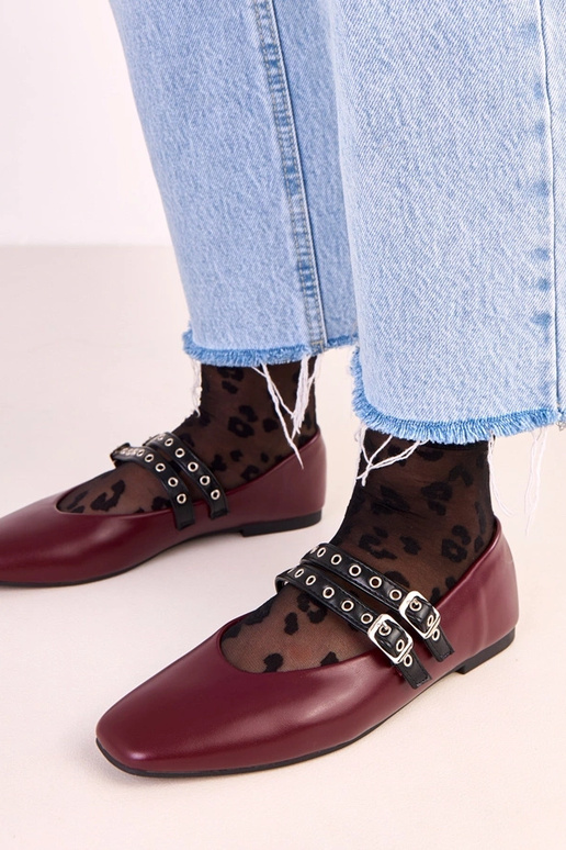 Donkerrode Alfira ballerina's met... Donkerrode Alfira ballerina's met...