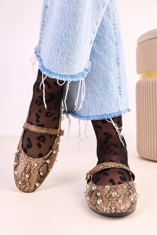 Bruine Selena ballerina's met...