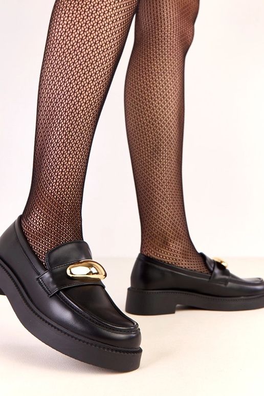 Zwarte Ella mocassins met gouden... Zwarte Ella mocassins met gouden...