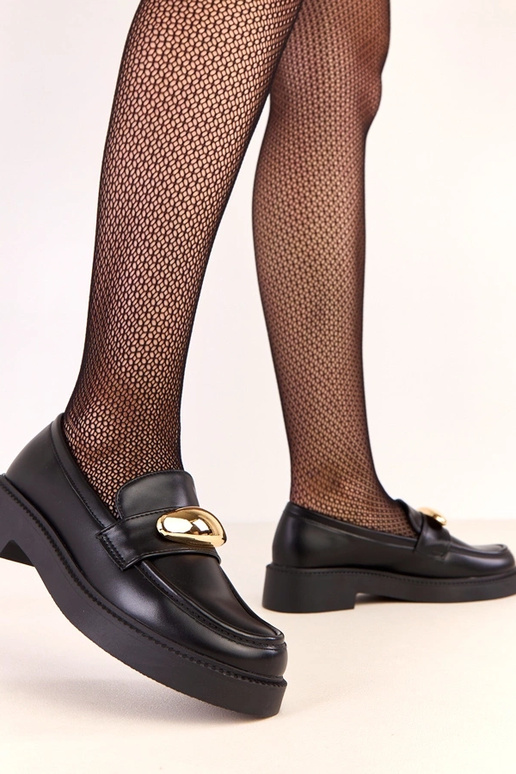 Zwarte Ella mocassins met gouden... Zwarte Ella mocassins met gouden...