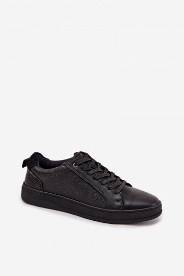 Heren leren sportschoenen Lee Cooper LCJ-25-33-3965 zwarte kleur