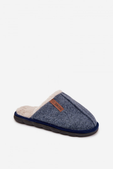 Heren verwarmde slippers met binnenvoering van bont donkerblauw Darielle