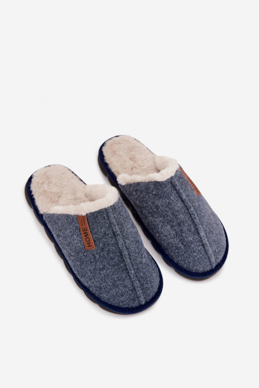 Slippers Het heeftnnen opInarmen met bont erin donkerblauIn Darielle Slippers Het heeftnnen opInarmen met bont erin donkerblauIn Darielle