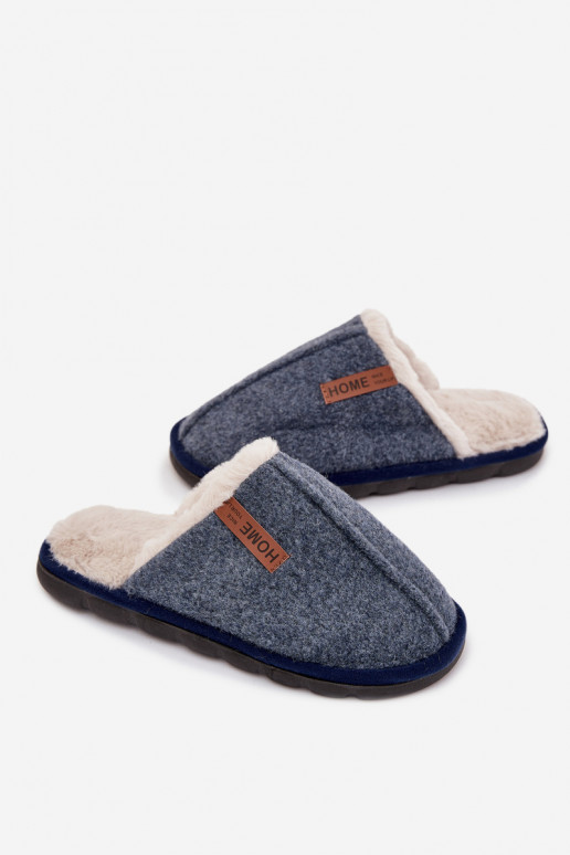 Slippers Het heeftnnen opInarmen met bont erin donkerblauIn Darielle Slippers Het heeftnnen opInarmen met bont erin donkerblauIn Darielle