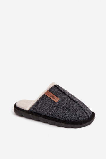 Heren verwarmde slippers met binnenvoering van bont zwart Darielle