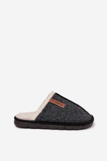 Heren verwarmde slippers met binnenvoering van bont zwart Darielle 2