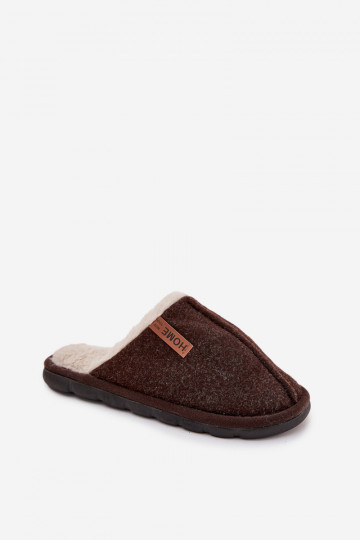 Heren verwarmde slippers met binnenvoering van bont chocoladebruin Darielle