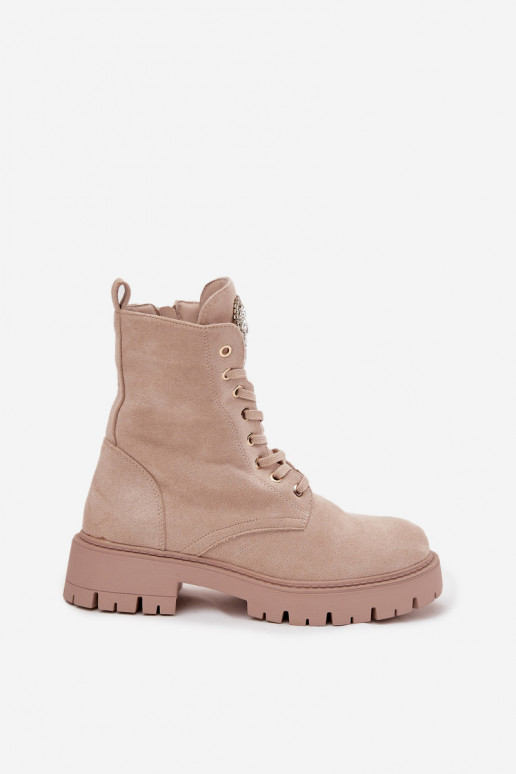 Enkellaarsjes voor Inerknemers Dames met glanzende gaten Op Języku ivoor Rosira